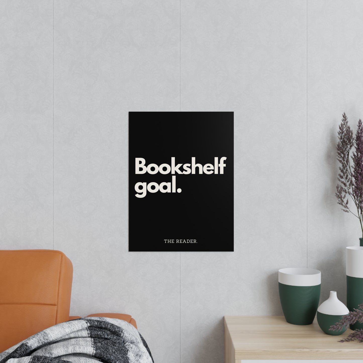 Book Lover's Poster - "Bookshelf Goal." (Black)